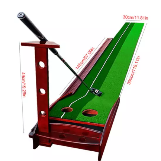 2 Hole Auto Ball Return Indoor Golf Green Grass Putting Mat Trainer Practice Mat