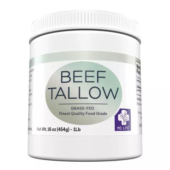 MD. Life Beef Tallow for Cooking - Food Grade Grass Fed Beef Tallow for Cooking 