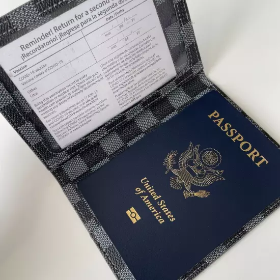 Checkered Passport and Vaxx Card Holder