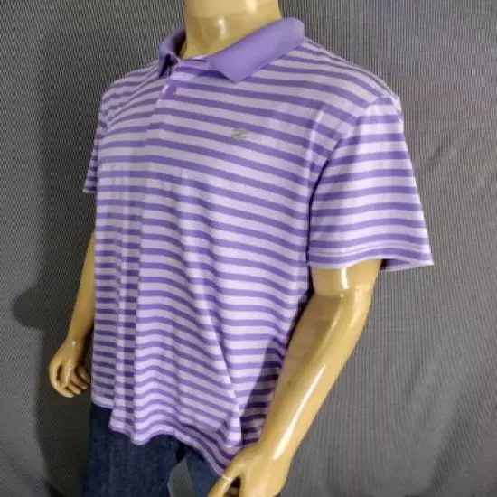 IZOD GOLF POLO SHIRT SS Mens XL Lavender Purple SS Athletic Striped Poly Spandex