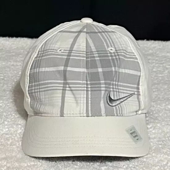 Nike Golf Womens Aerobill White & Gray Plaid Hat Cap. 517998-100 OSFM Nice!