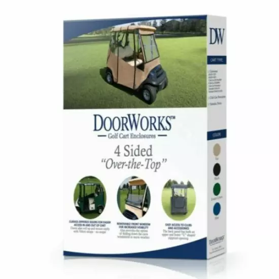 NEW Doorworks Golf Over The Top Cart Cover Portable 4-Sided - Black