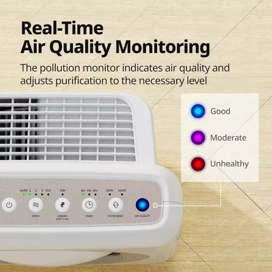 Airmega air Purifier Air Quality Monitoring Auto Timer Filter Indicator Eco Mode