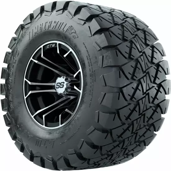 Set of 4 GTW 10" Spyder Machined/Black Wheels & 22" Timberwolf All Terrain Tires