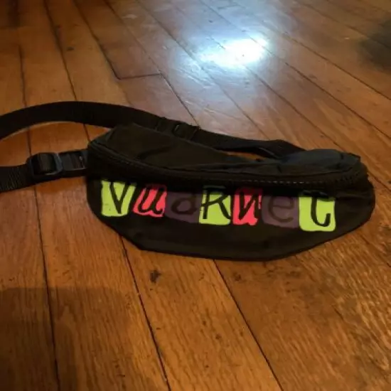 Rare Vintage Vuarnet France Logo Black Neon Pink Green Purple Fanny Pack Bag 90s