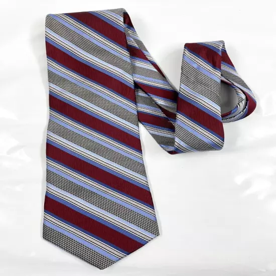 Joseph & Feiss Blue Red Necktie Silk Repp Regimental Tie 3" x 60"