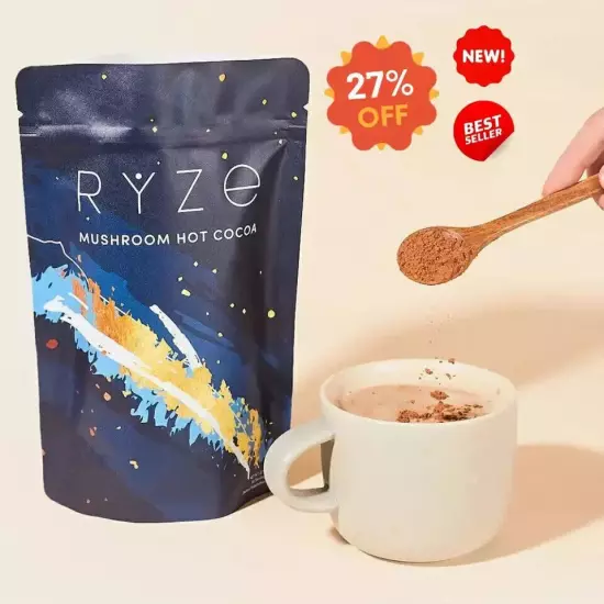 Brand New ORGANIC RYZE MUSHROOM HOT COCOA COFFEE Bag 20 Servings Fast Free