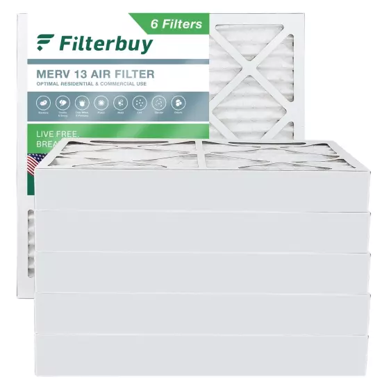 Filterbuy 20x20x4 Pleated Air Filters, Replacement for HVAC AC Furnace (MERV 13)