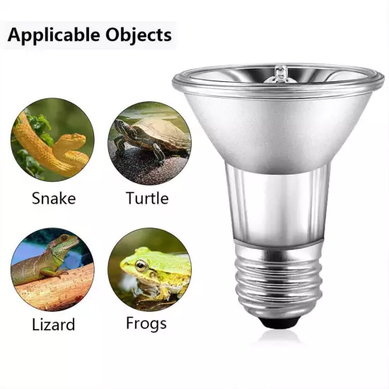 UVA+UVB Reptile Heat Basking Light Bulb Lamp Clip For Turtle Tortoise Lizard 50W