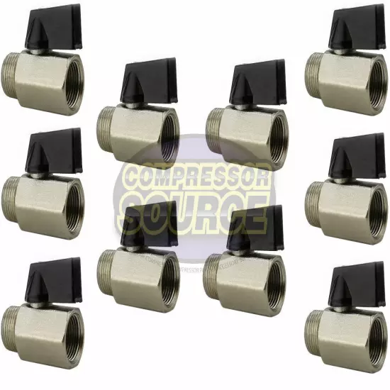 10 pk Mini 1/4" Male x Female NPT Brass Ball Shut Off Valve Water Air Fluid WOG