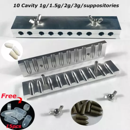 ALUMINUM SUPPOSITORY MOLD, 10 CAVITY,Homemade Reusable Suppository Mold 