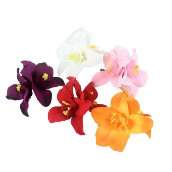 Orchid Flower Hair Clip Slide Grip Wedding Bridesmaid Prom Ball Vintage Pin 