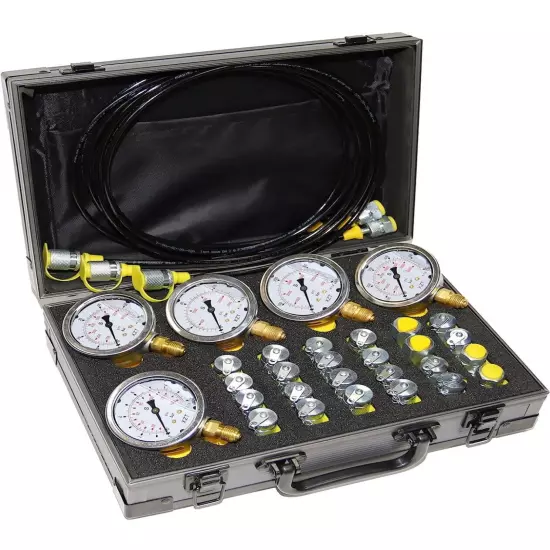 60P Hydraulic Pressure Test Kit with 5 Gauges 24 Couplings 3 Hoses for Excavator