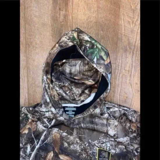 REALTREE EDGE CAMO MEN'S HUNTING TECH HOODIE PULLOVER w/Built-In FACE GAITER NEW