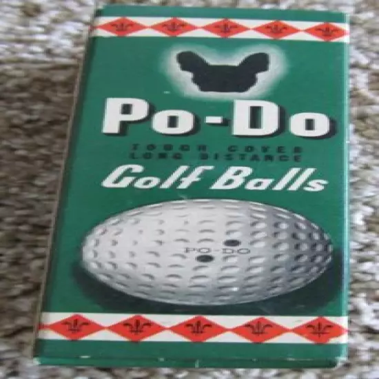 VINTAGE SLEEVE OF 3 UNUSED WRAPPED PO DO GOLF BALLS MINT CIRCA 1940'S