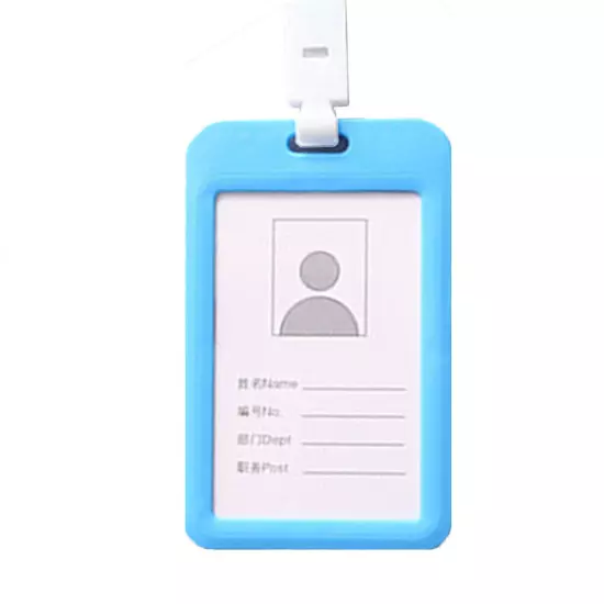 Double-Sided Plastic ID Card Holder Work Badge Wallet Neck Strap Lanyard❥