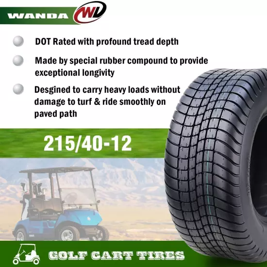 WANDA 215/40-12 Golf Cart ATV Tires 4 Ply 215/40x12 -Set 4 -14012