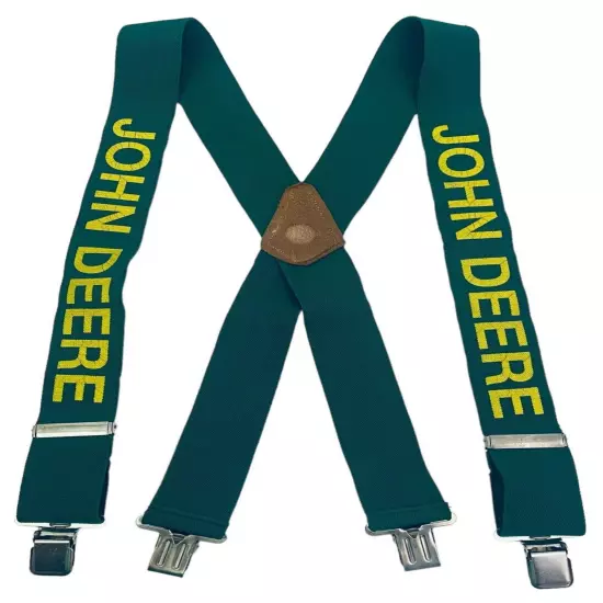 Vintage John Deere Suspenders Green Adjustable Elastic Logo