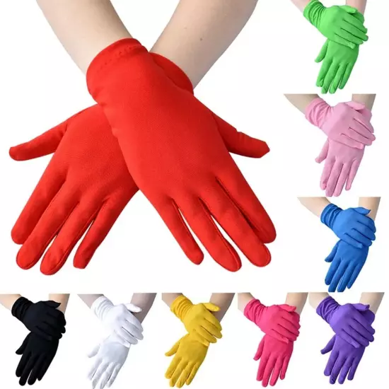 Women Satin Warm Gloves Full Finger Gloves Wedding Prom Costume 15 Colors