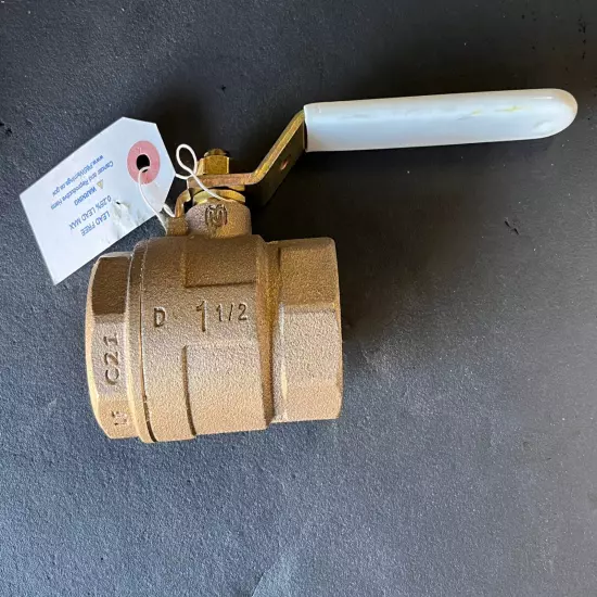 1-1/2" NPT Lead-Free Bronze Std. Port Ball Valve 150 WSP 600 WOG, MADE IN USA