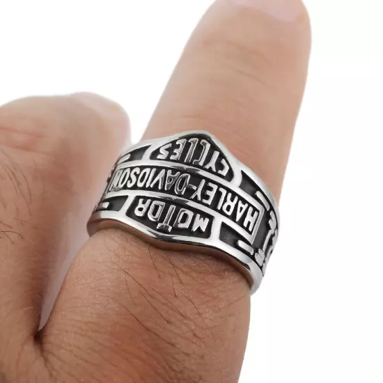 Mens Motorcycle club Biker Punk Ring Silver Stainless Steel Size 7-13