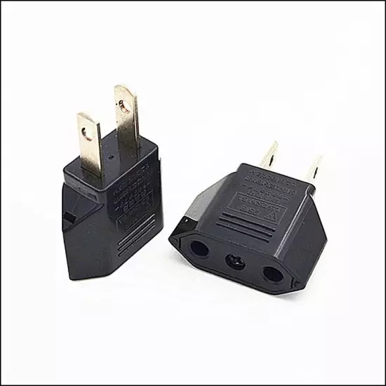 2 Pin EU Euro Europe to US USA Power Jack Wall Plug Converter Travel Adapter