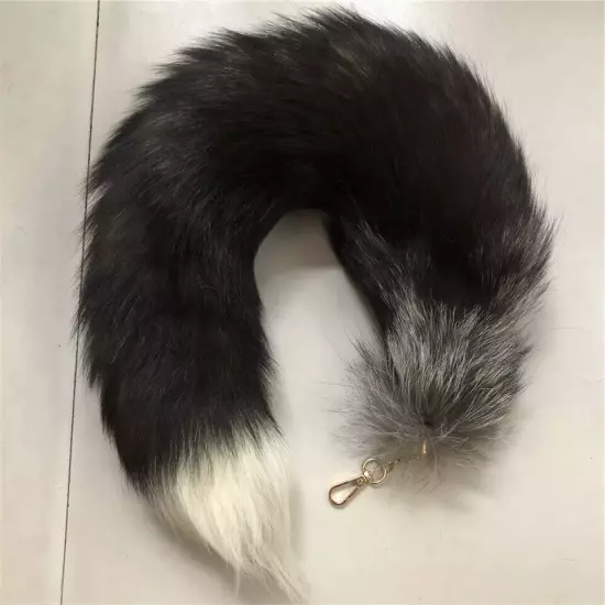 70cm/27.5" Long Real Fox Fur Tail Keychain Adult Games Furry Cosplay Toy Pendant