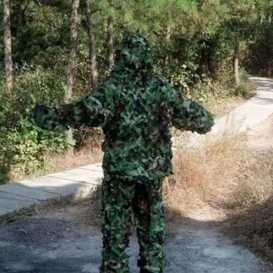 3D Jungle Camouflage Mesh Ghillie Suit Bionic Training Hunting Jacket Pants