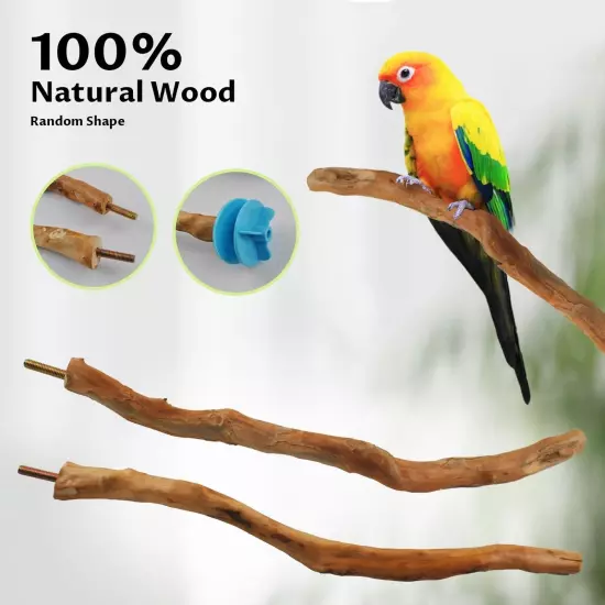 Parrot Perch for Cage Natural Wooden Bird Perch Stand Branch 2PCS Wood Parrot...