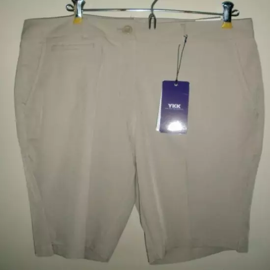 #317 Ladies Golf Style Stone Khaki Shorts Women Bermuda Tailored Stretch 12