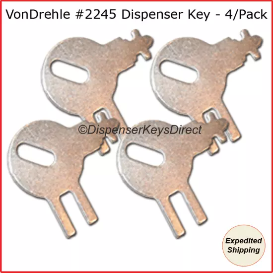 VonDrehle #2245 Key for CenterPull / Hands Free Roll Towel Dispensers (4/pk.)