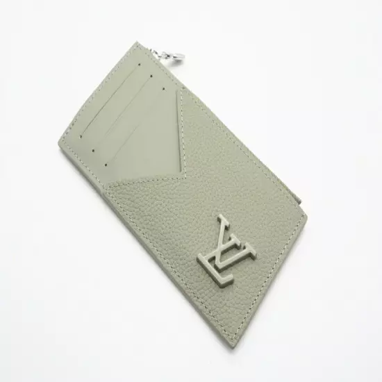 LOUIS VUITTON LV Aerogramme Coin Card Holder Case Purse Green Leather M82282