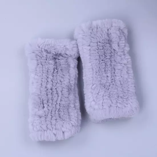 Real Rex Rabbit Fur Women's Gloves Mittens Girl Fingerless Wrist Warmer Elastic