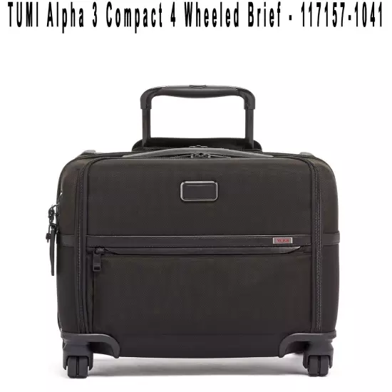 TUMI Alpha 3 Compact 4 Wheeled Brief - BLACK - 117157-1041