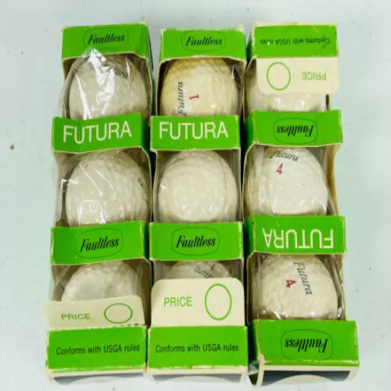 Vintage • Lot Of 9 Balls • Futura Faultless Golf Balls • Sleeves Numbered 1 & 4