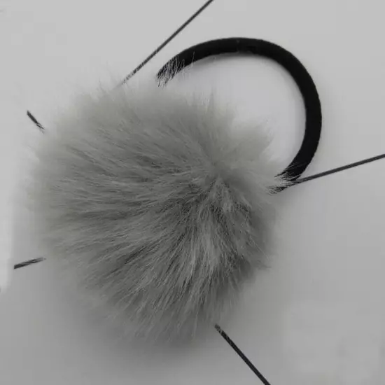 2/1PCS 6/5cm Fluffy Pompom Elastic Hair Ties Bobbles Fur Ball Ponytail Band