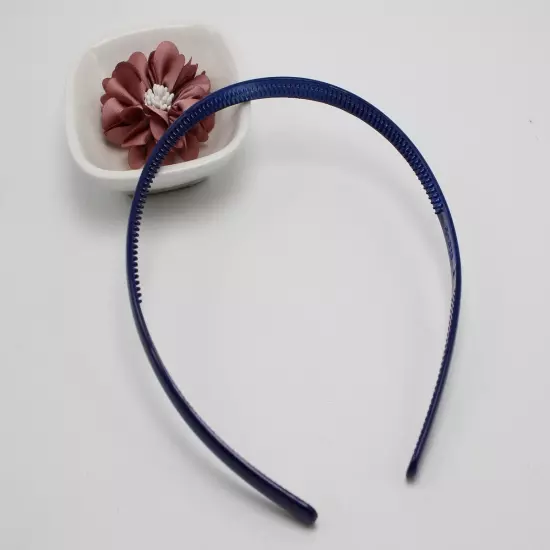 10 Navy Blue Color Plastic Smooth Headband Hair Band 8mm With Teeth