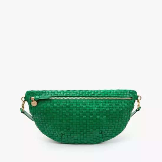 Clare V. Grande Fanny Handbag in Grass Woven Checker, New with Tags