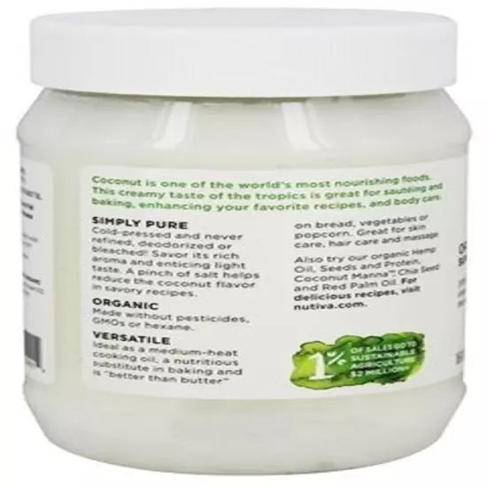 Organic Coconut Oil, Cold-Pressed, Unrefined Cooking Oil, Natural Hair O