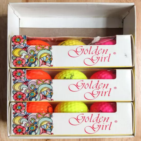 1970s GOLDEN GIRL GOLF BALLS, 2 NEW SLEEVES IN BOX, 1 OPEN SLEEVE, 8 NEW BALLS