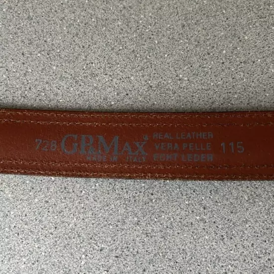 GP & Max Belt Men 34 Made in Italy Genuine Leather Blue Brown Brass Italian