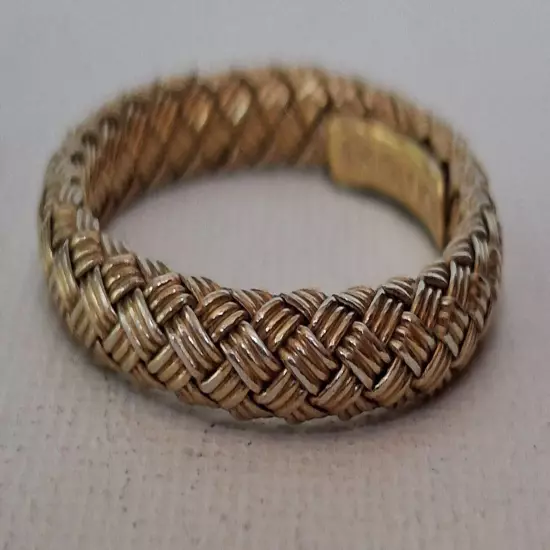 JCM ITALY MEN'S 925 STERLING SILVER VERMEIL WOVEN BAND RING SIZE 10.75