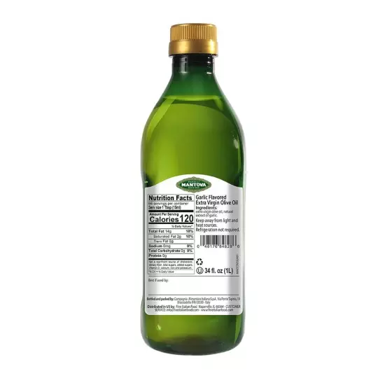 Garlic Extra Virgin Olive Oil (EVOO), Cold-Pressed, Imported from Italy. Topp...