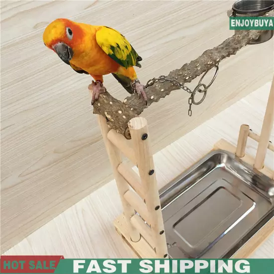 49*37*59cm Wood Bird Stand Large Parrot Perch Playstand w/Steel Tray 2*Bowl USA