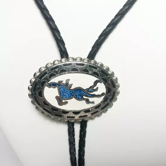 Silver finish and crushed turquoise bolo tie Horse high quality