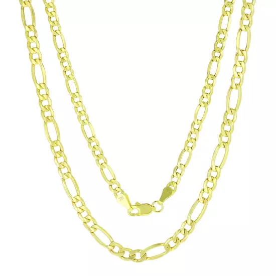 14K Yellow Gold 2mm-7.5mm Figaro Link Chain Necklace Bracelet Men Women 7"- 30"