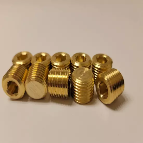 Lot of 10 pcs. 1/4" Male NPT Brass Plug Countersunk Hex