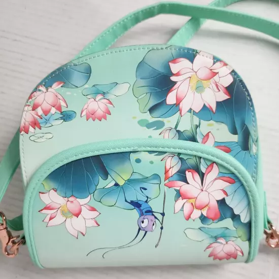 LOUNGEFLY DISNEY MULAN CRI-KEE LOTUS HANDBAG Light Green NWOT