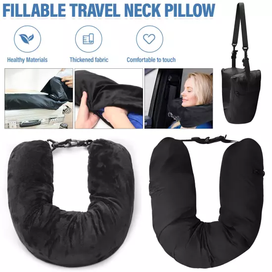 Fillable Travel Neck Pillow Travel Storage Bag Adjustable U-Shapes Pillow