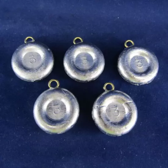 River / Disk / Coin Sinkers 3 oz - Packages of 5, 10, 25 or 50 available.